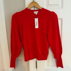 NWT The Drop Vivienne Padded Shoulder Balloon Sleeve Sweater Flame Red Size S
